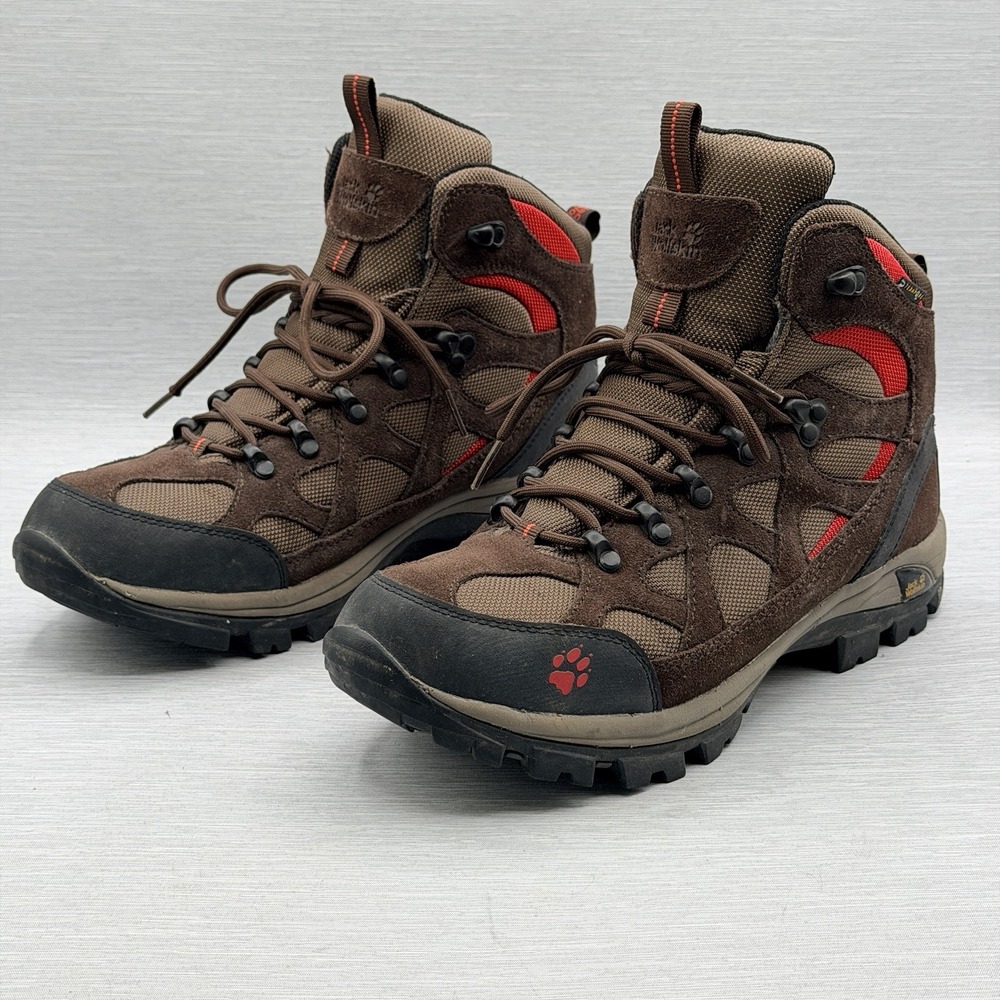 Jack Wolfskin Women's 10 Waterproof Hiking Boots Brown Suede Vibram Trail Sturdy